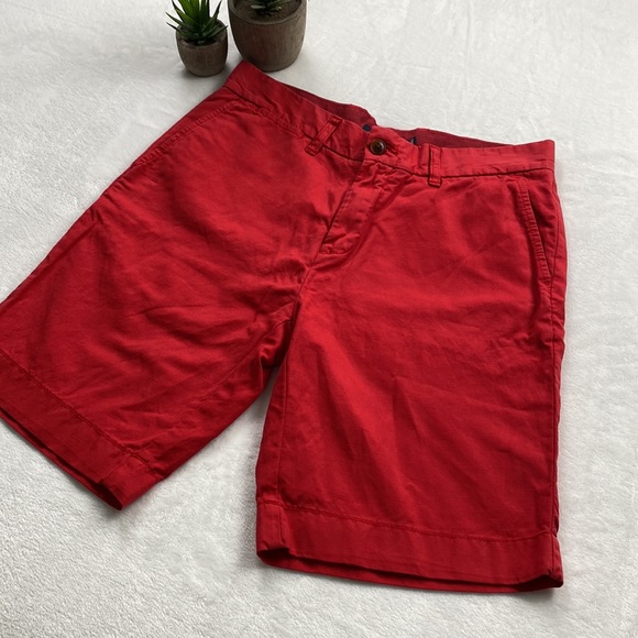 Tommy Hilfiger Cotton Linen Blend Flat Front Shorts (Red) - Picture 5 of 13